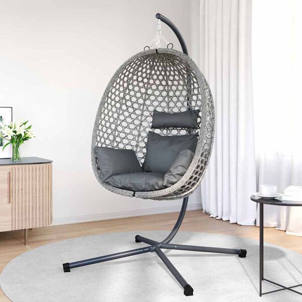 vidaXL Hangende ei-stoel Antraciet en grijs 104 x 100 x 191 cm