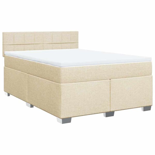 vidaXL Boxspring met matras stof cr&egrave;mekleurig 140x190 cm
