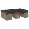 vidaXL 10-delige Loungeset met kussens poly rattan grijs
