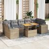 vidaXL 8-delige Loungeset met kussens poly rattan beige