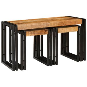 vidaXL Nesttafel 3 st Bruin en zwart 82 x 40 x 45 cm