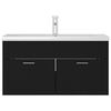 vidaXL Wastafelkast met ingebouwde wastafel bewerkt hout zwart