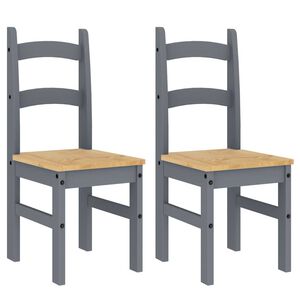 vidaXL Eetkamerstoelen 2 st 40x46x99 cm massief grenenhout grijs