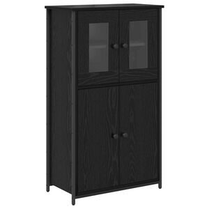 vidaXL Highboard Zwart Eiken 62 x 32 x 106,5 cm Bewerkt hout