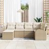 vidaXL Bankstel met kussen met opslag 6 pcs Beige en Wit poly rattan