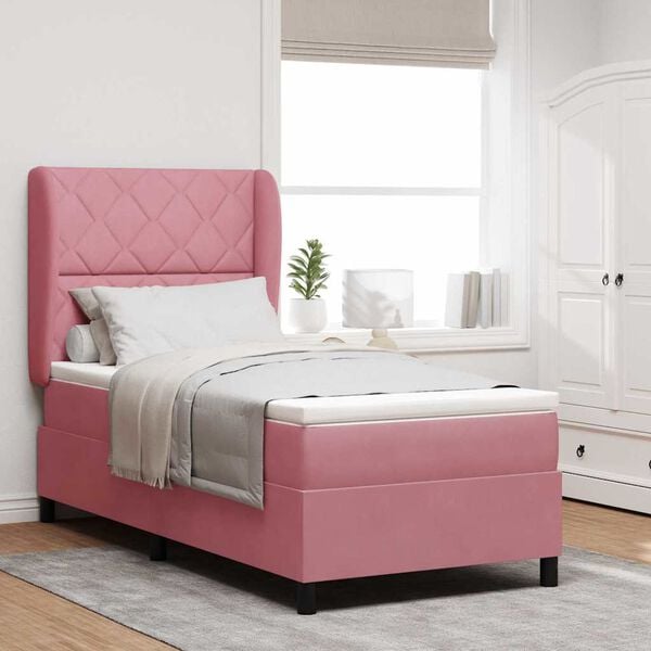 vidaXL Boxspringbed met matras Roze 200 x 90 cm Polyester