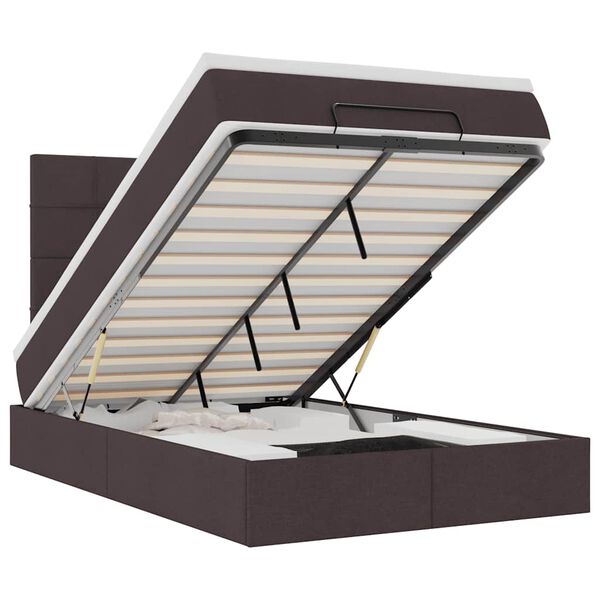 vidaXL Ottoman bed met matras 120x190 cm stof donkerbruin
