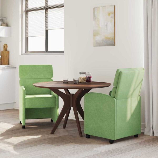 vidaXL Dining Stoelen met Wielen 2 pcs Lichtgroen 58 x 65 x 98 cm
