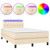 vidaXL Boxspring met matras en LED stof cr&egrave;mekleurig 120x200 cm