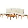 vidaXL 6 st Massief acaciahout & touw Naturel