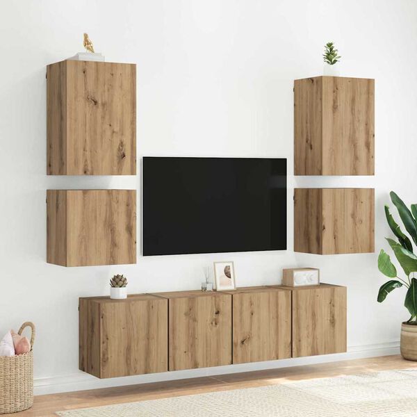 vidaXL TV Wandkast Artisan Eiken 40,5x30x40cm Bewerkt hout