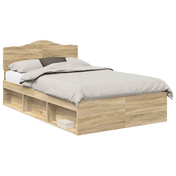 vidaXL Bedframe met hoofdeinde Sonoma 120 x 190 cm Massief grenenhout