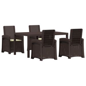 vidaXL Tuin eettafelset 5 st Bruin en cr&egrave;mekleurig PP