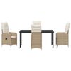 vidaXL Tuin eettafelset met kussen 5 pcs Beige poly rattan