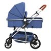 vidaXL Kinderwagen 3-in-1 aluminium marineblauw