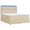 vidaXL LED Boxspring Bed met Matras Cr&egrave;mekleurig 160 x 200 cm Stof
