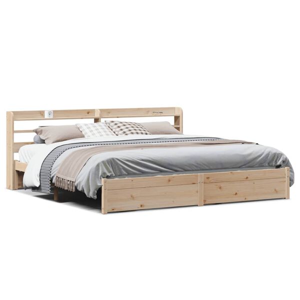 vidaXL Bedframe met hoofdbord massief grenenhout 180x200 cm
