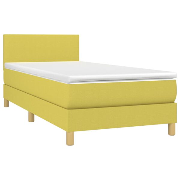 vidaXL Boxspring met matras en LED stof groen 100x200 cm