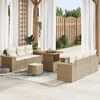 vidaXL Tuin Sofa Set met kussen 9 pcs Beige Poly riet