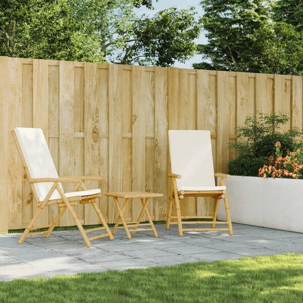 vidaXL Tuinstoelen 2 st inklapbaar met kussens bamboe