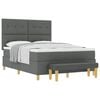 vidaXL Boxspring bed met hoofdeinde Donkergrijs 200 x 160 cm Stof