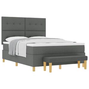 vidaXL Boxspring bed met hoofdeinde Donkergrijs 200 x 160 cm Stof