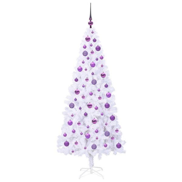 vidaXL Kunstkerstboom met 300 LED Wit 180 cm PVC en staal