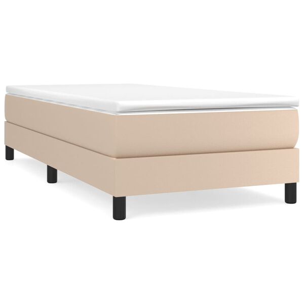 vidaXL Boxspring met matras kunstleer cappuccinokleurig 90x200 cm