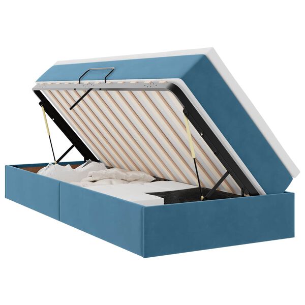 vidaXL Opbergbed met matras met matras Donkerblauw 90 x 190 cm Fluweel