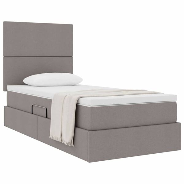 vidaXL Opslag bed met matras met matras Taupe 100 x 200 cm Polyester