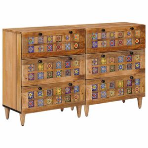 vidaXL Dressoir 2 st 60 x 33 x 75 cm Massief Mango Hout Naturel