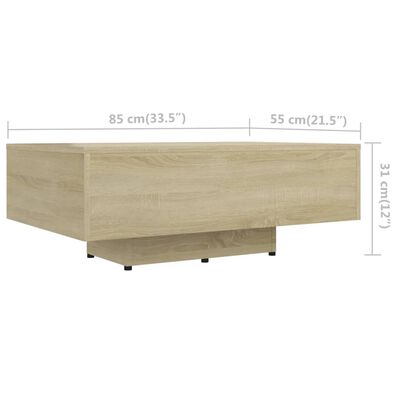 vidaXL Salontafel 85x55x31 cm bewerkt hout sonoma eikenkleurig