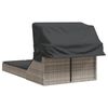 vidaXL Ligbed 2-persoons met luifel en kussens poly rattan lichtgrijs