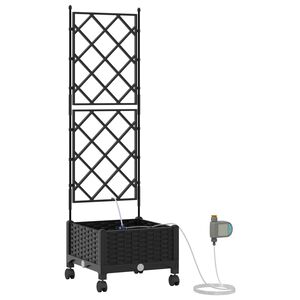 vidaXL Tuin Pot met Irrigatie en Wielen Zwart 40 x 40 x 132 cm PP