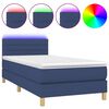 vidaXL Boxspring met matras en LED stof blauw 100x200 cm
