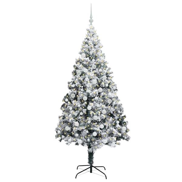 vidaXL Kunstkerstboom met 300 LED Wit 180 cm PVC en Staal en Kunststof