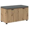 vidaXL Schoenbank met kussen Artisanaal eiken 80 x 38 x 46 cm