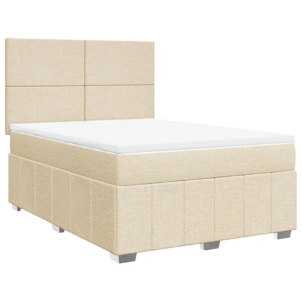 vidaXL Boxspring met matras stof cr&egrave;mekleurig 140x190 cm