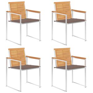 vidaXL Tuinstoelen 4 st met kussens massief teakhout