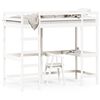 vidaXL Hoogslaper met bureau massief grenenhout wit 90x190 cm