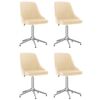vidaXL Eetkamerstoelen draaibaar 4 st fluweel cr&egrave;mekleurig