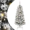 vidaXL Kunstmatige Inklapbare Kerstboom 150 LED's Groen en Wit 150 cm