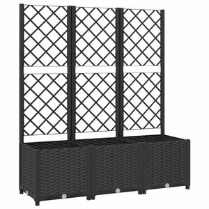 vidaXL Plantenbak met trellis zwart 120x40x136 cm PP