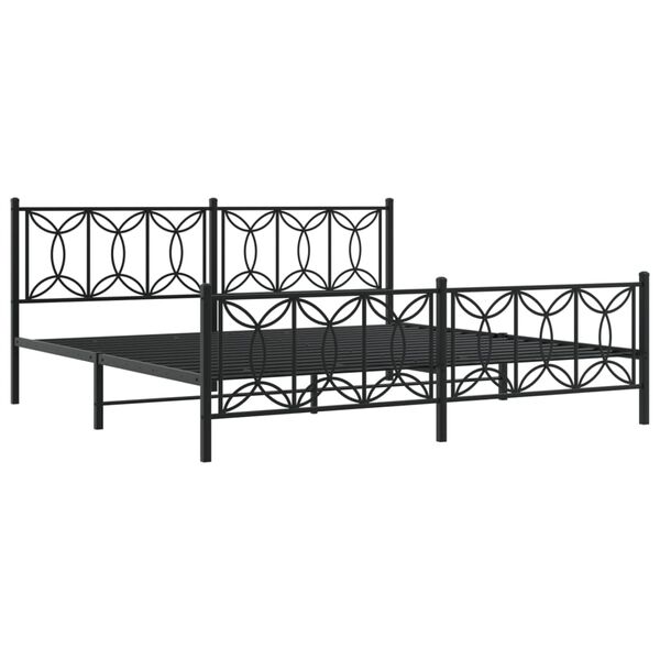 vidaXL Bedframe met hoofd- en voeteneinde metaal zwart 193x203 cm