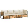 vidaXL 4-delige Loungeset met kussens massief acaciahout