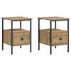 vidaXL Nachtkastjes 2 st 34x36x50cm bewerkt hout artisanaal eikenkleur