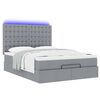 vidaXL Ottoman bed met matras en LED's 140x200cm stof lichtgrijs