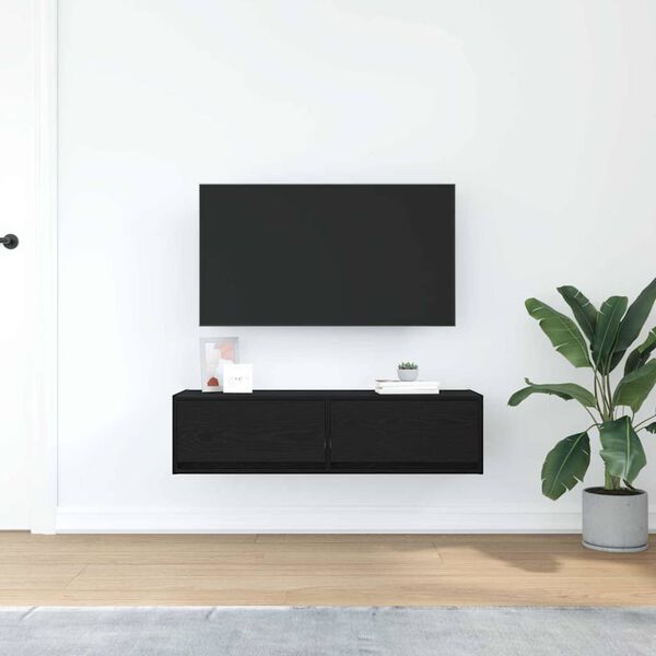 vidaXL TV-kast met lade Zwart eiken 100 x 31 x 25,5 cm Bewerkt hout
