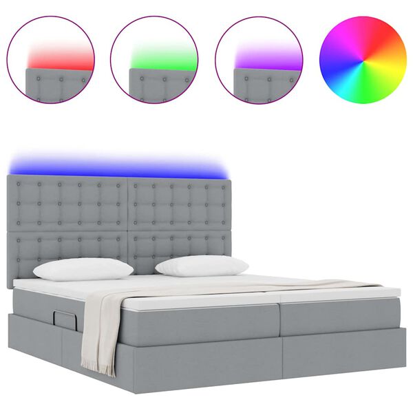 vidaXL Bed met LED-striplichten Lichtgrijs 200 x 200 cm Stof