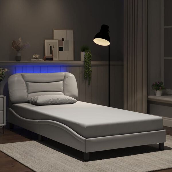 vidaXL Bedframe met LED zonder matras "Hvar" wit 100x203 cm